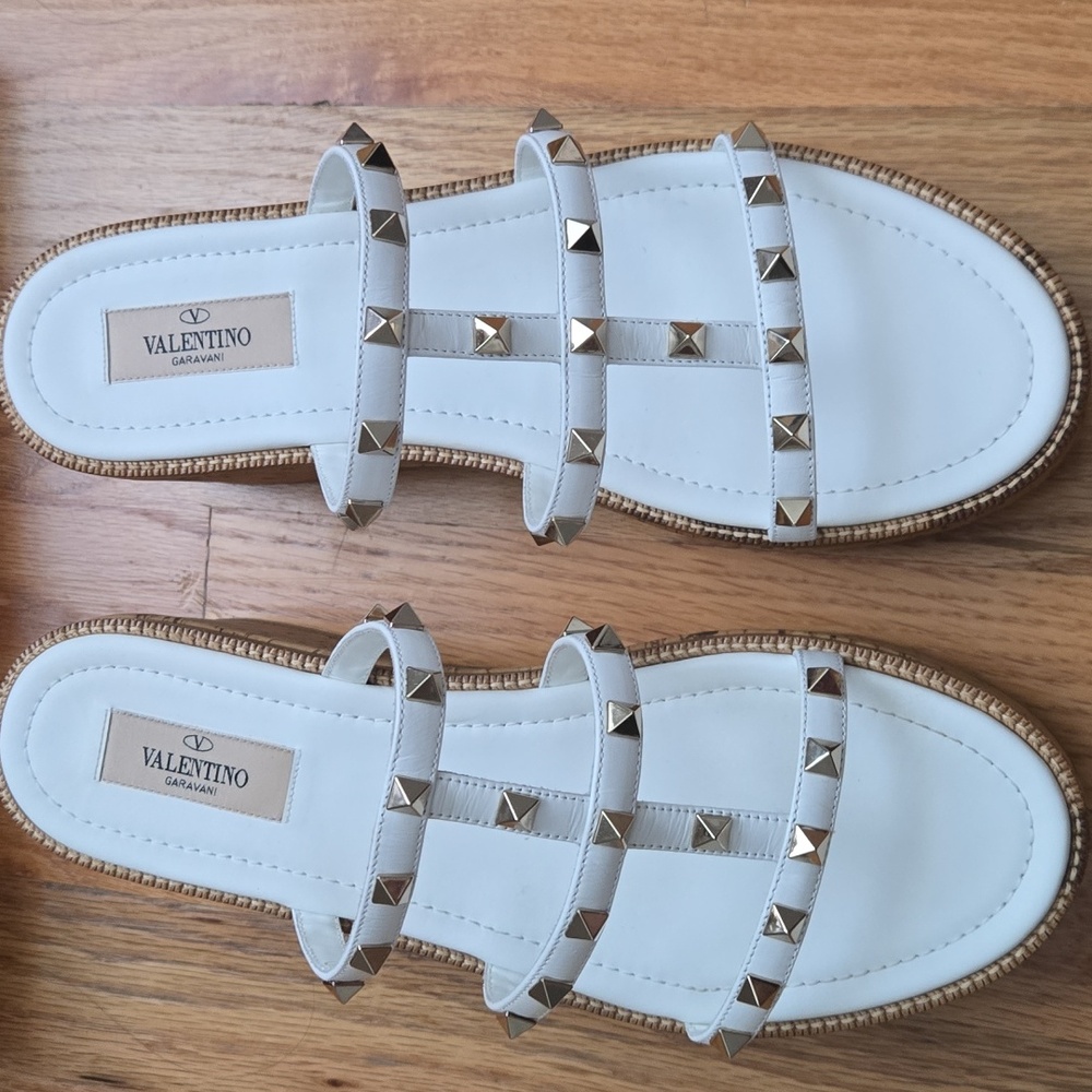 Valentino rockstud leather platform cork mules